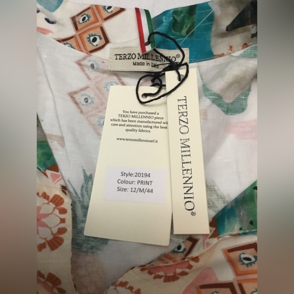Tropical Patchwork Shift Dress - Cream & Coral - Picture 12 of 16